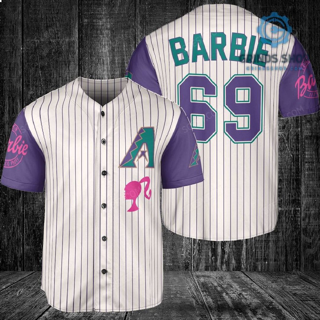 Arizona Diamondbacks Barbie Baseball Jersey Cream Purple 1 Z1zvf - Grinds Shop