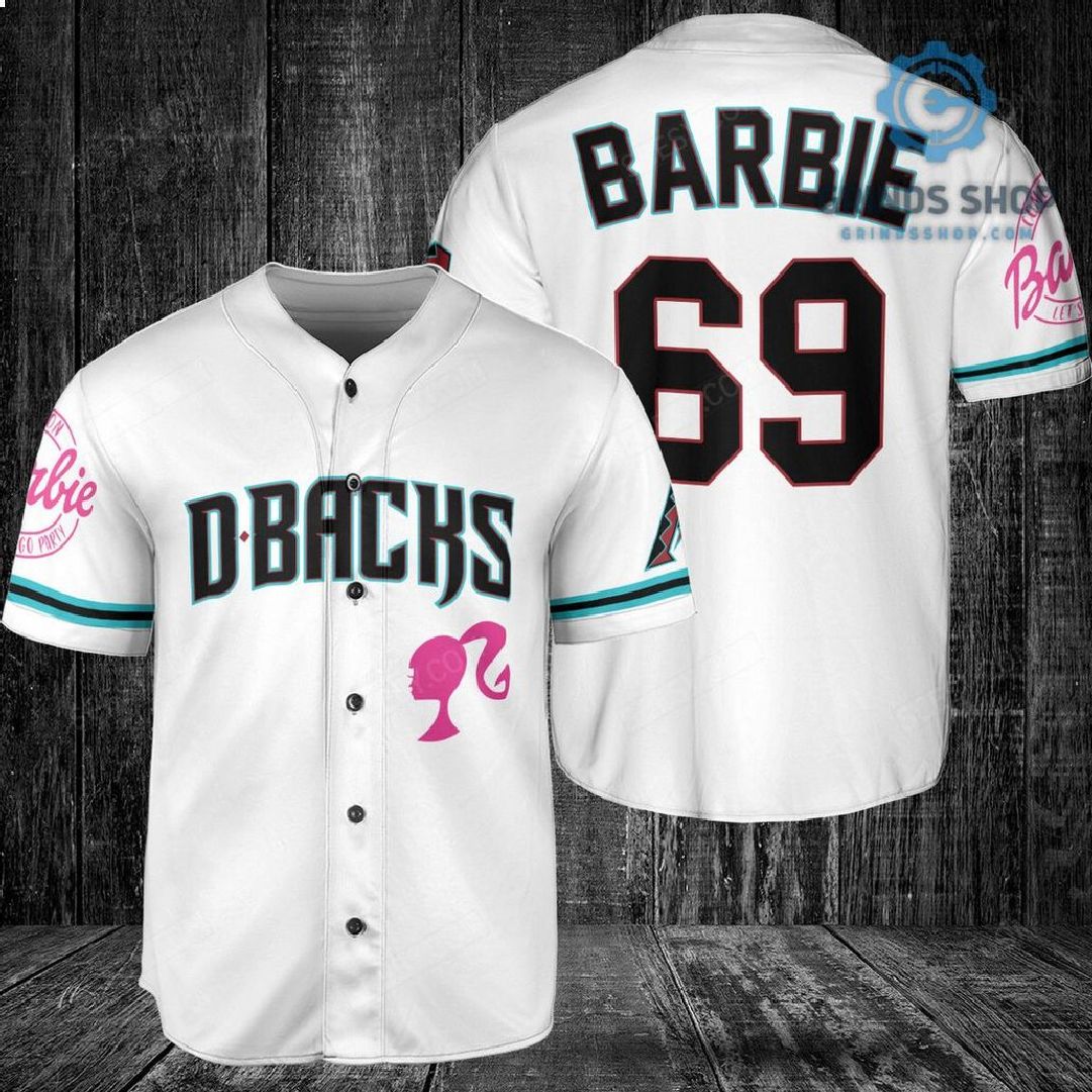 Arizona Diamondbacks Barbie Baseball Jersey White 1 9d2vb - Grinds Shop