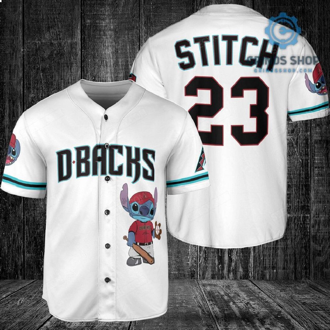 Arizona Diamondbacks Lilo Stitch Baseball Jersey White 1 Yi6ia - Grinds Shop