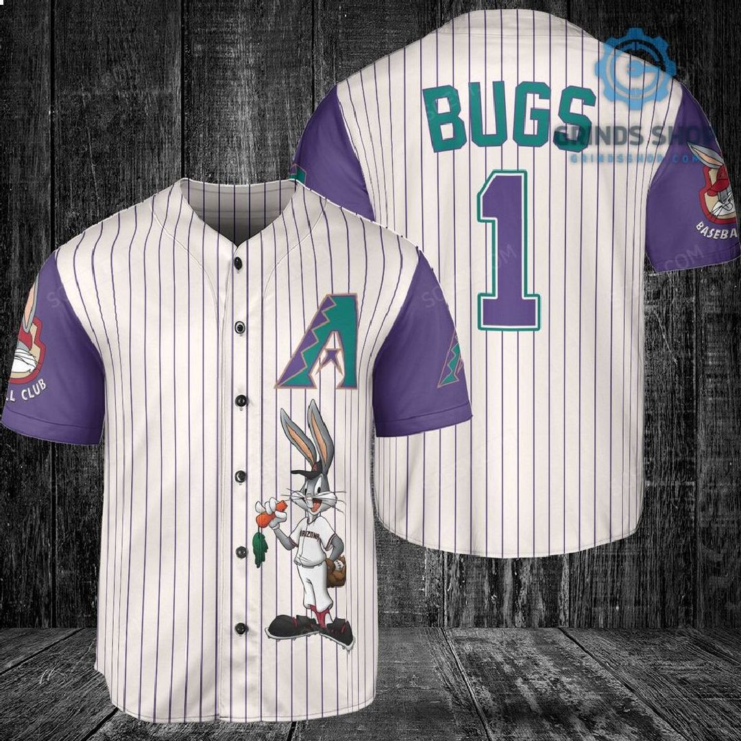 Arizona Diamondbacks Looney Tunes Bugs Bunny Baseball Jersey Cream Purple 1 Maw0m - Grinds Shop