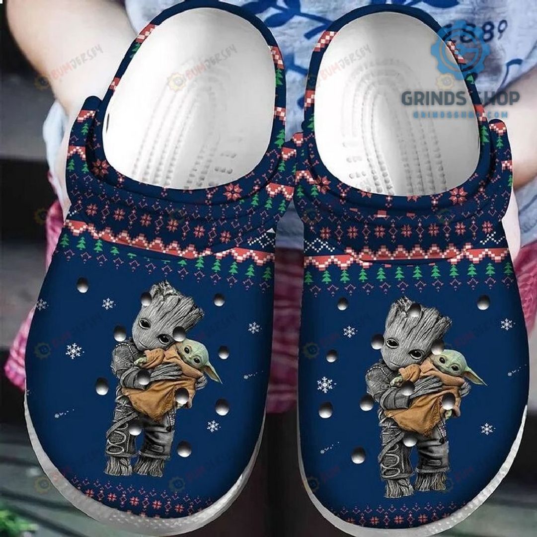 Baby Yoda And Groot Ugly Pattern Christmas Crocs Crocband Clog Comfortable Water Shoes 1 Ep6vm - Grinds Shop