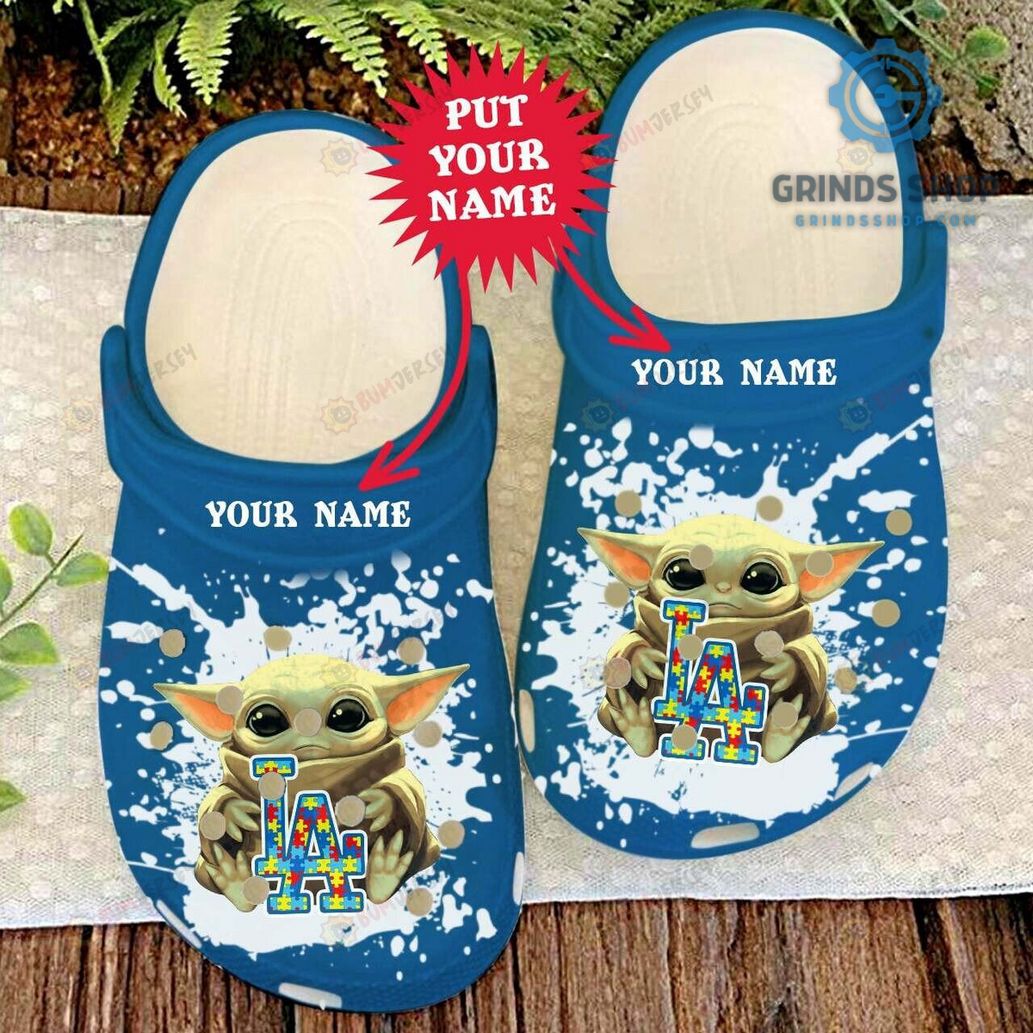 Los Angeles Dodgers La Baby Yoda Autism Custom Name Crocs Crocband Clog Comfortable Water Shoes 1 Wos4l - Grinds Shop