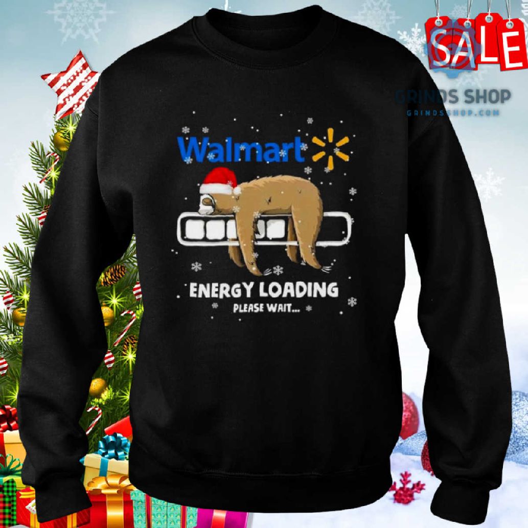 Sloth Santa Walmart Energy Loading Please Wait Shirt