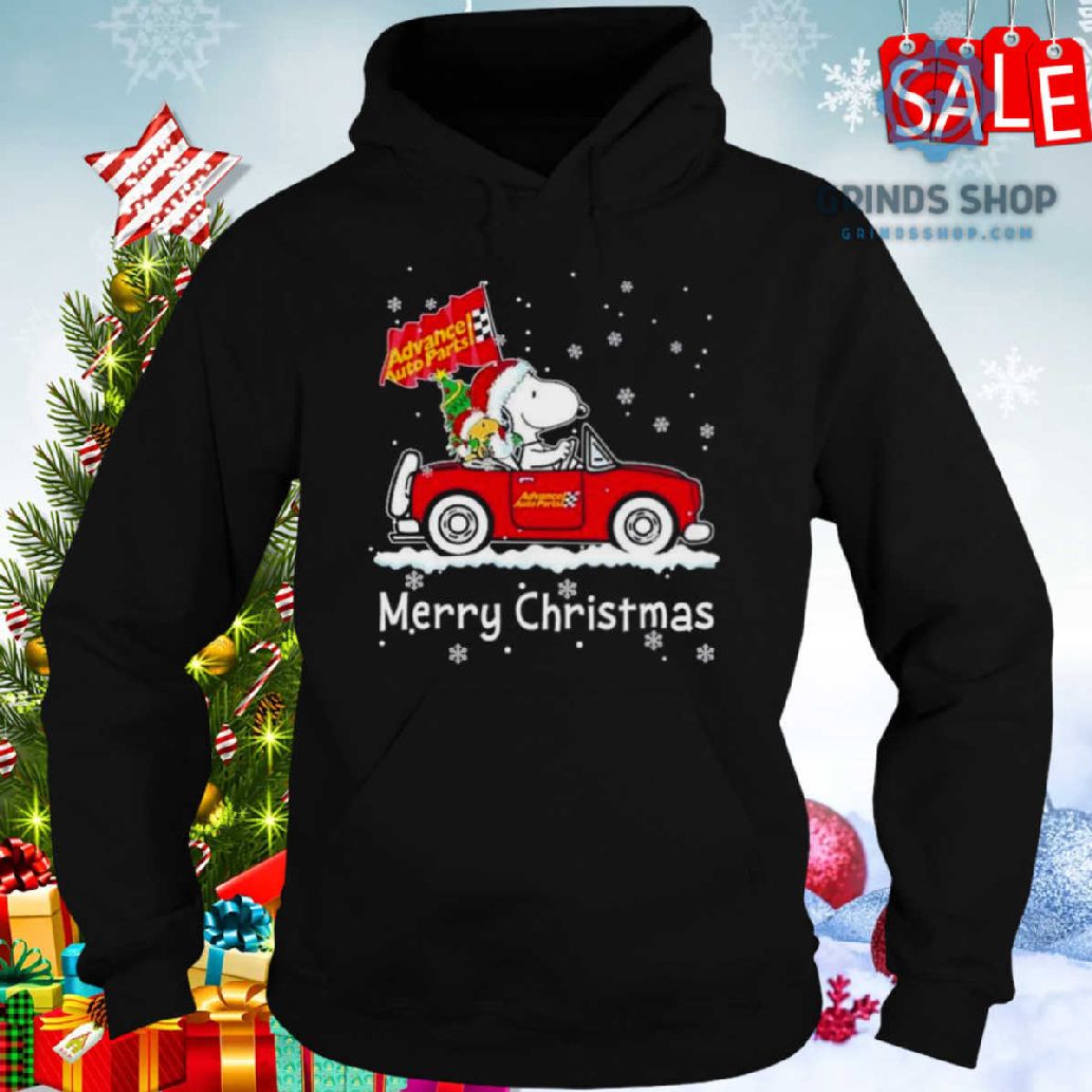 Snoopy And Woodstock Drive Car Advance Auto Parts Merry Christmas Shirt 1698679693388 Akajt - Grinds Shop