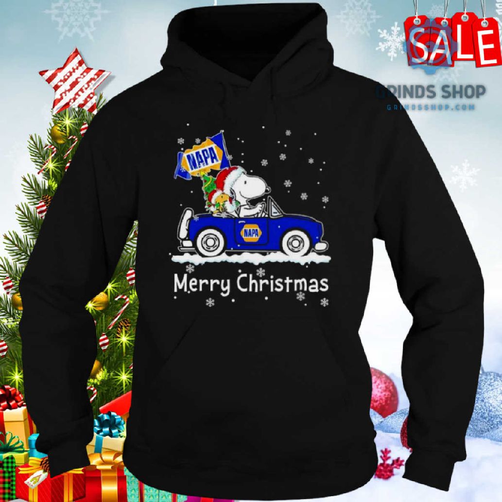 Snoopy And Woodstock Drive Car Napa Merry Christmas Shirt 1698679706343 Zjmx8 - Grinds Shop