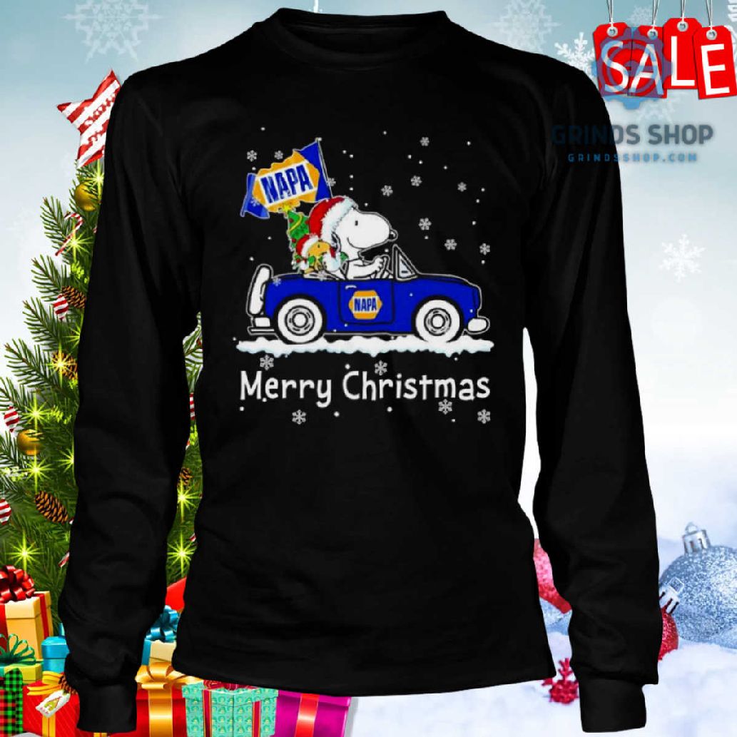 Snoopy And Woodstock Drive Car Napa Merry Christmas Shirt