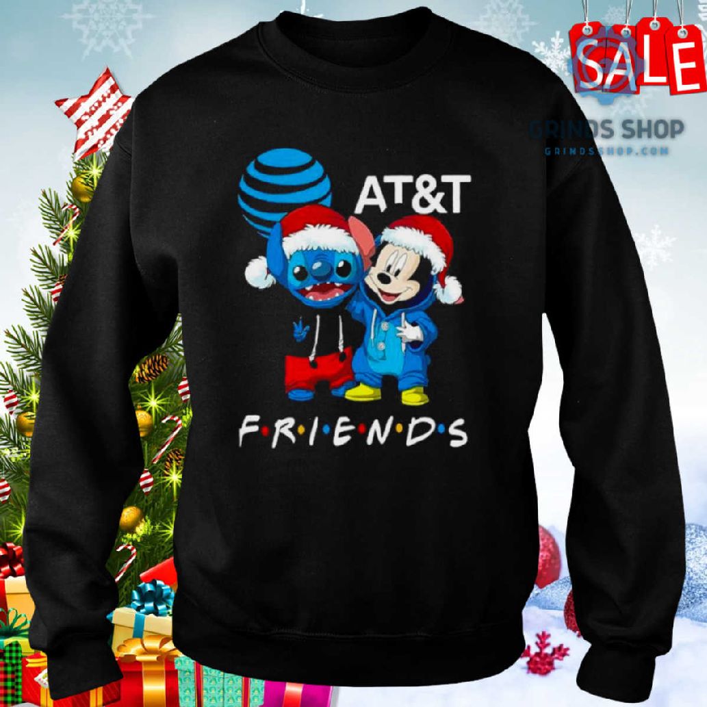 Stitch And Mickey Mouse At And T Friends Merry Christmas Shirt