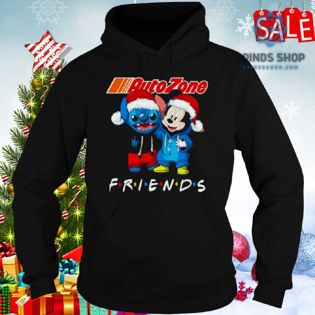 Stitch And Mickey Mouse Auto Zone Friends Merry Christmas Shirt 1698679914399 Woguj - Grinds Shop