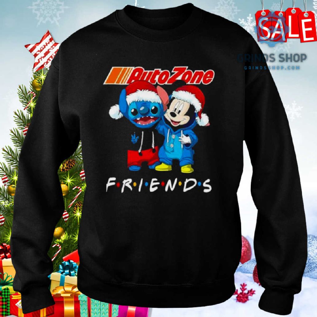 Stitch And Mickey Mouse Auto Zone Friends Merry Christmas Shirt