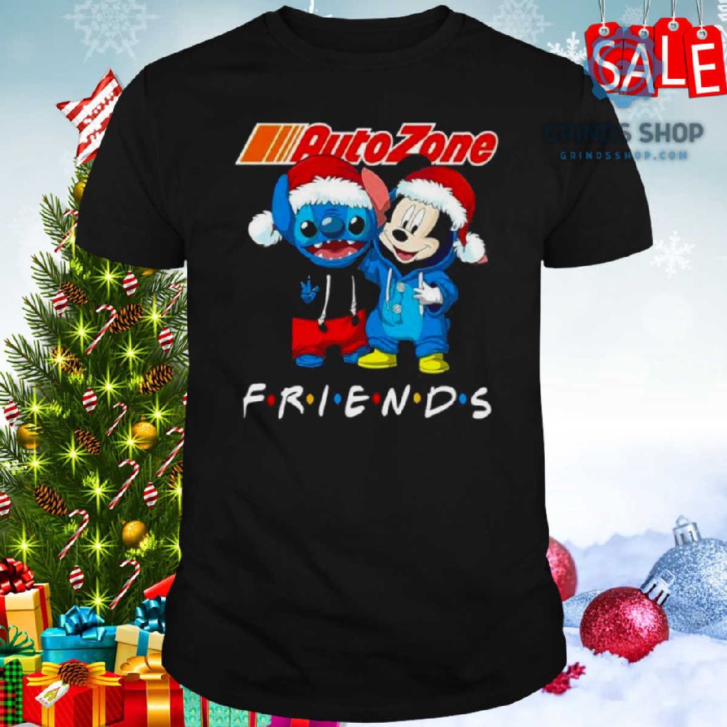 Stitch And Mickey Mouse Auto Zone Friends Merry Christmas Shirt