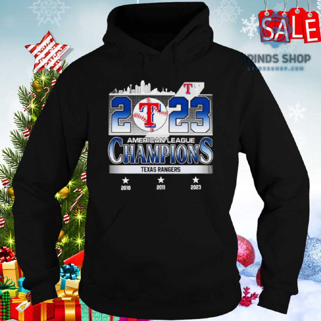Texas Rangers Skyline 2023 American League Champions 2010 2011 2023 Shirt 1698680178468 V4njs - Grinds Shop