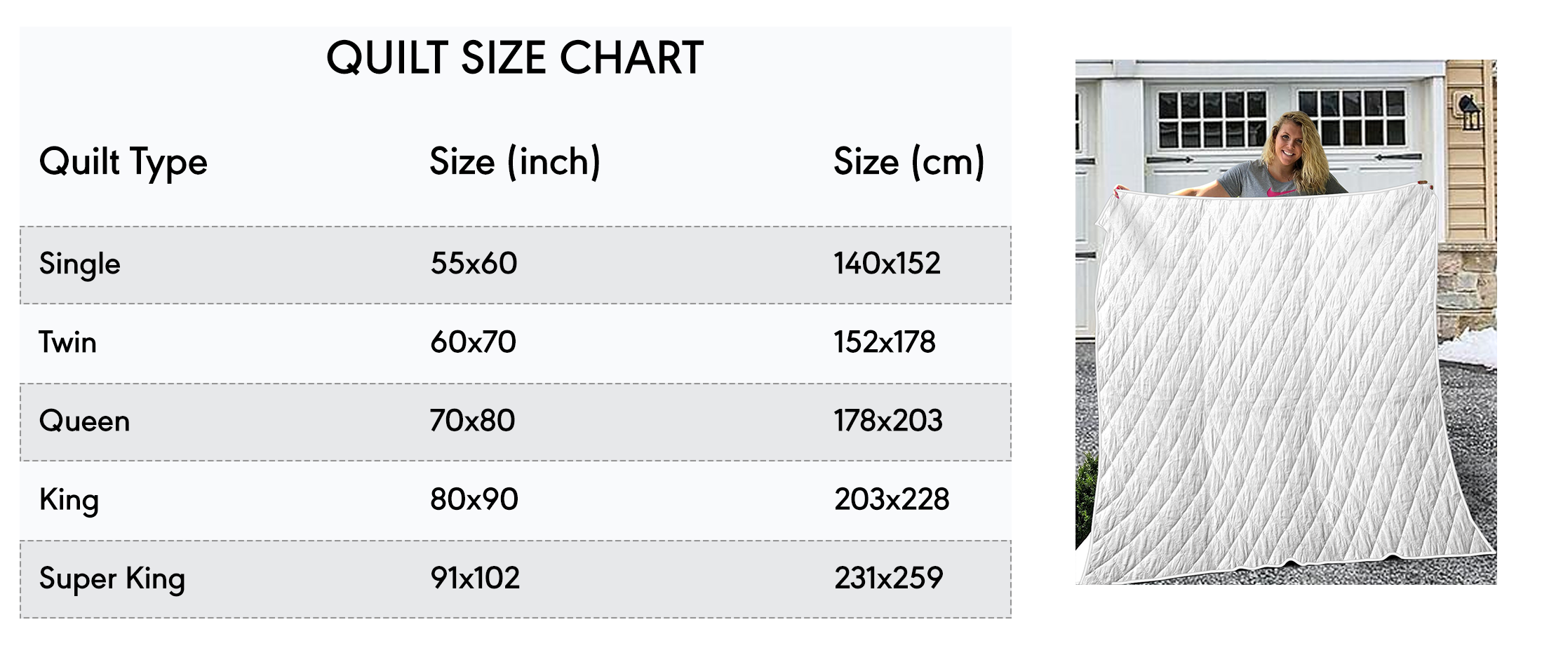 Quilt Size Chart - Grinds Shop