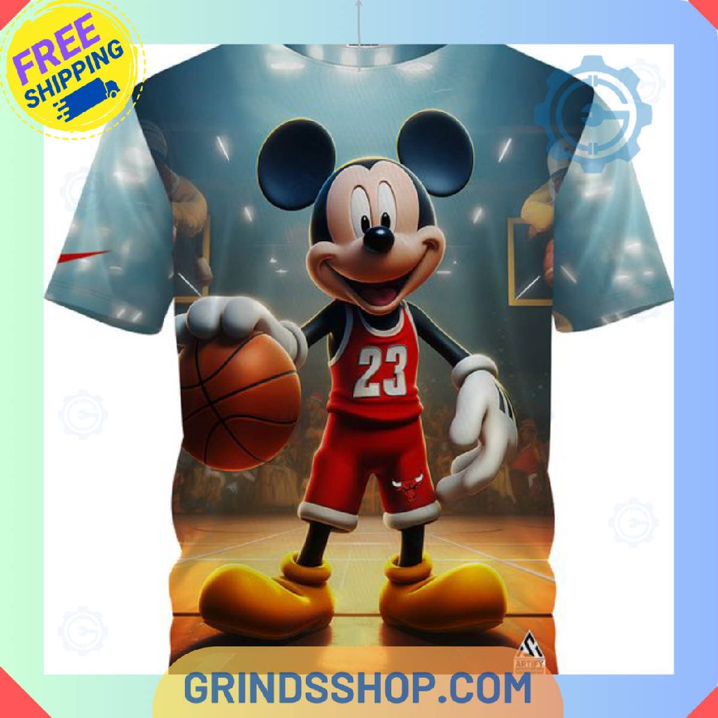 Chicago Bulls X Mickey Full Printed T Shirt 1 F0rmt - Grinds Shop