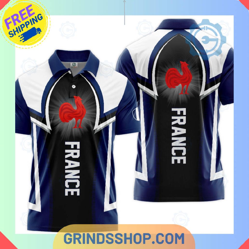 France National Rugby Union Team Blue Polo Shirts 1 X5auw - Grinds Shop
