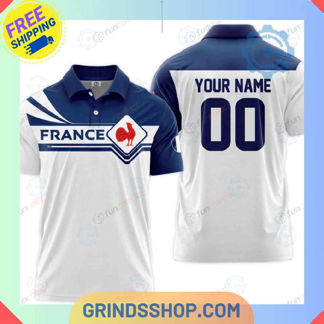 France National Rugby Union Team Blue White Polo Shirts 1 Hrpos - Grinds Shop