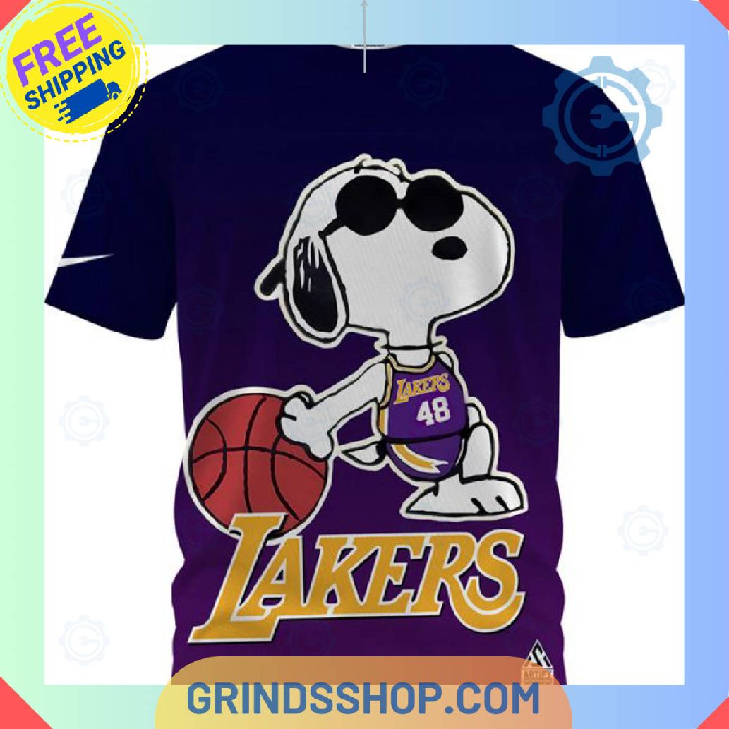 Los Angeles Lakers X Snoopy Full Printed T Shirt 1 Regjb - Grinds Shop