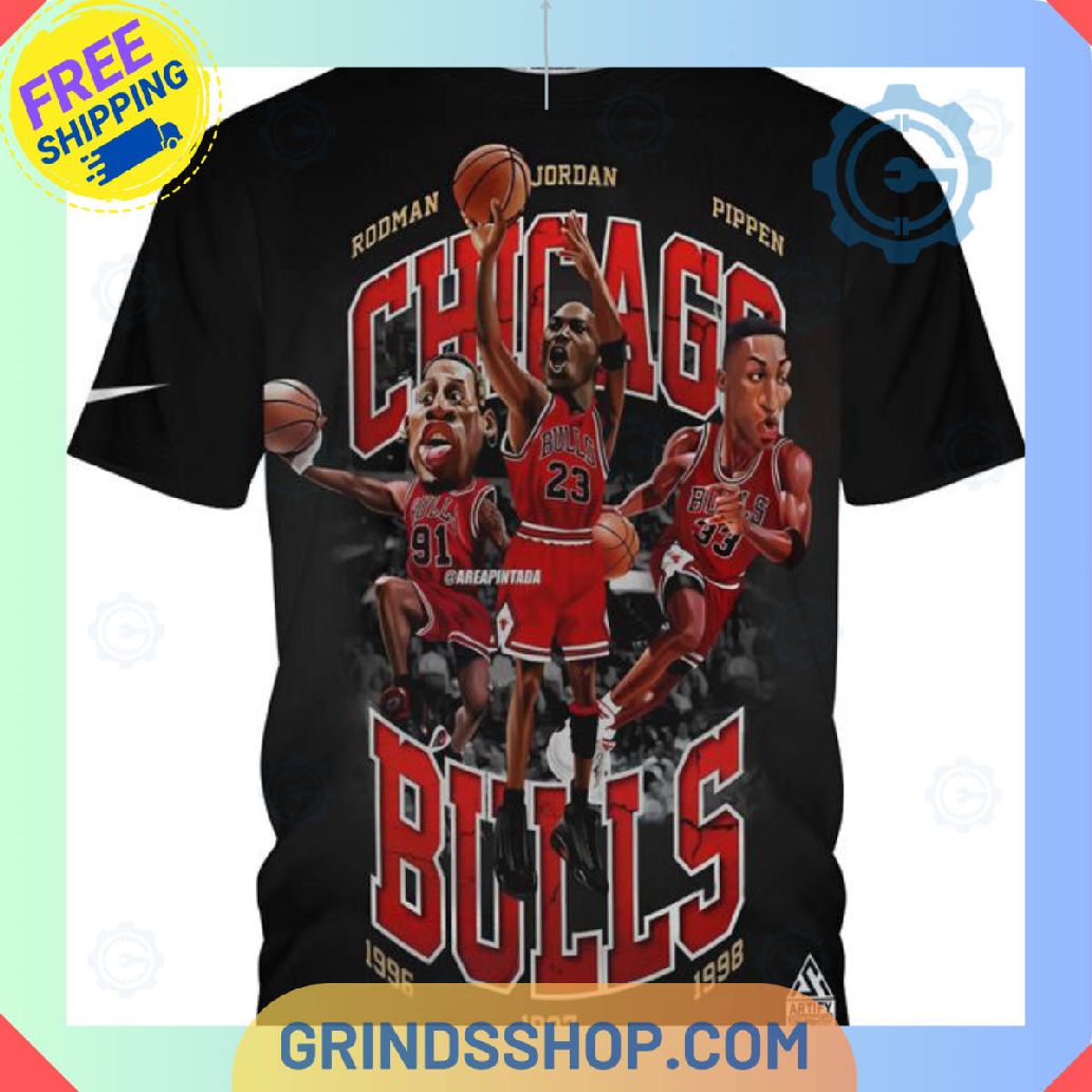 Michael Jordan2c Scottie Pippen2c Dennis Rodman Black T Shirt 1 Fhhwx - Grinds Shop