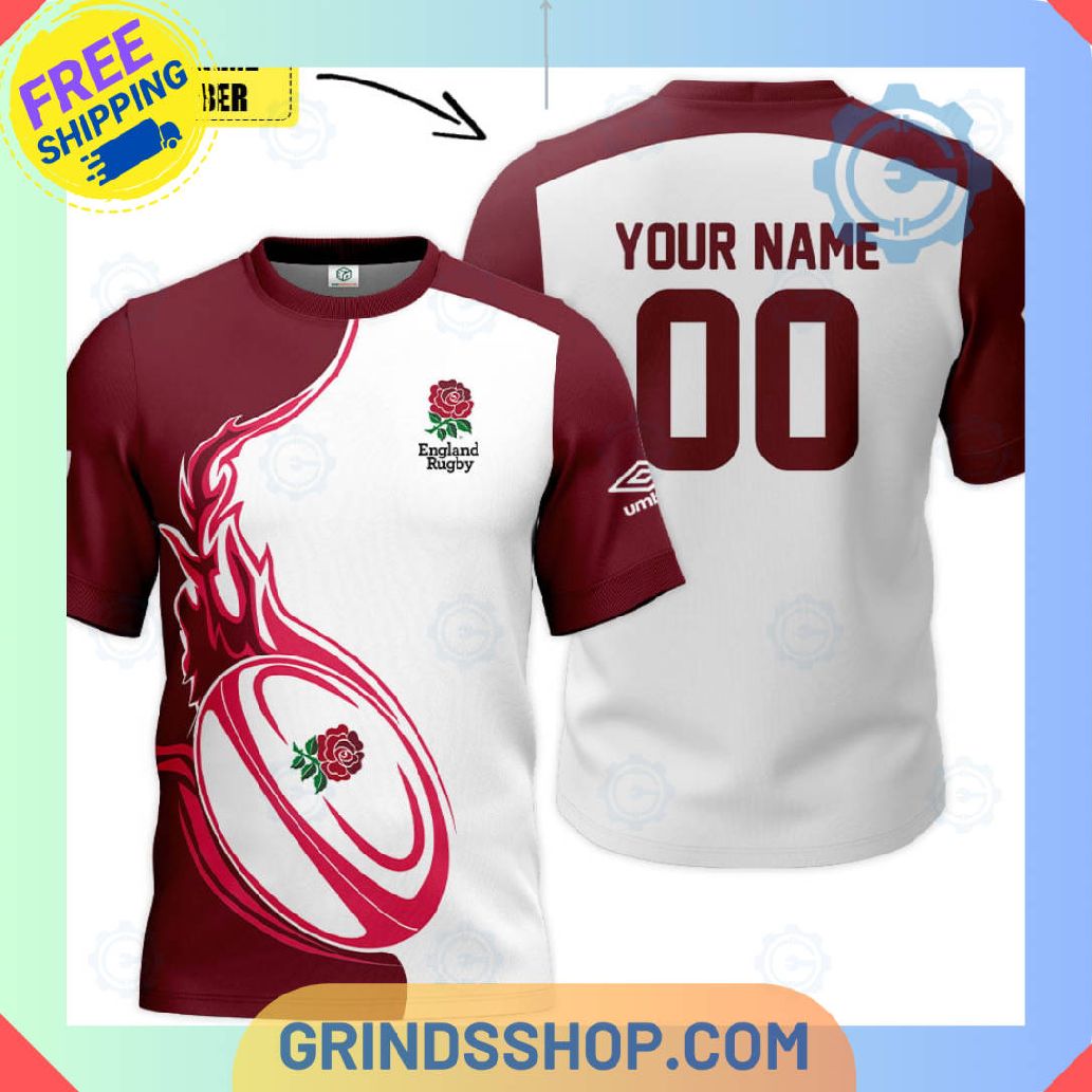 Rugby England National Red White Personalized T Shirt 3d 1 9btsl - Grinds Shop