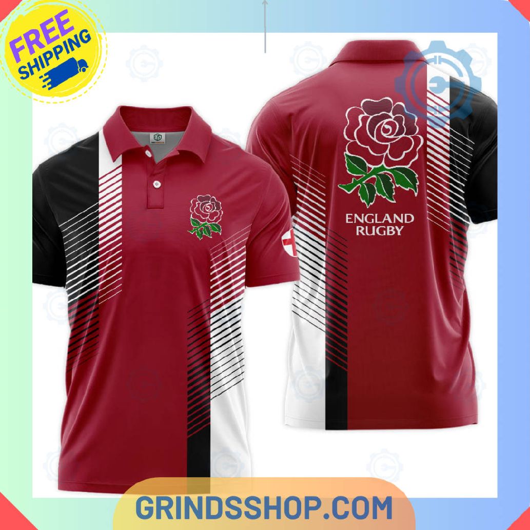 Rugby World Cup 2023 England National Rose Flower Polo Shirts 1 Jwano - Grinds Shop