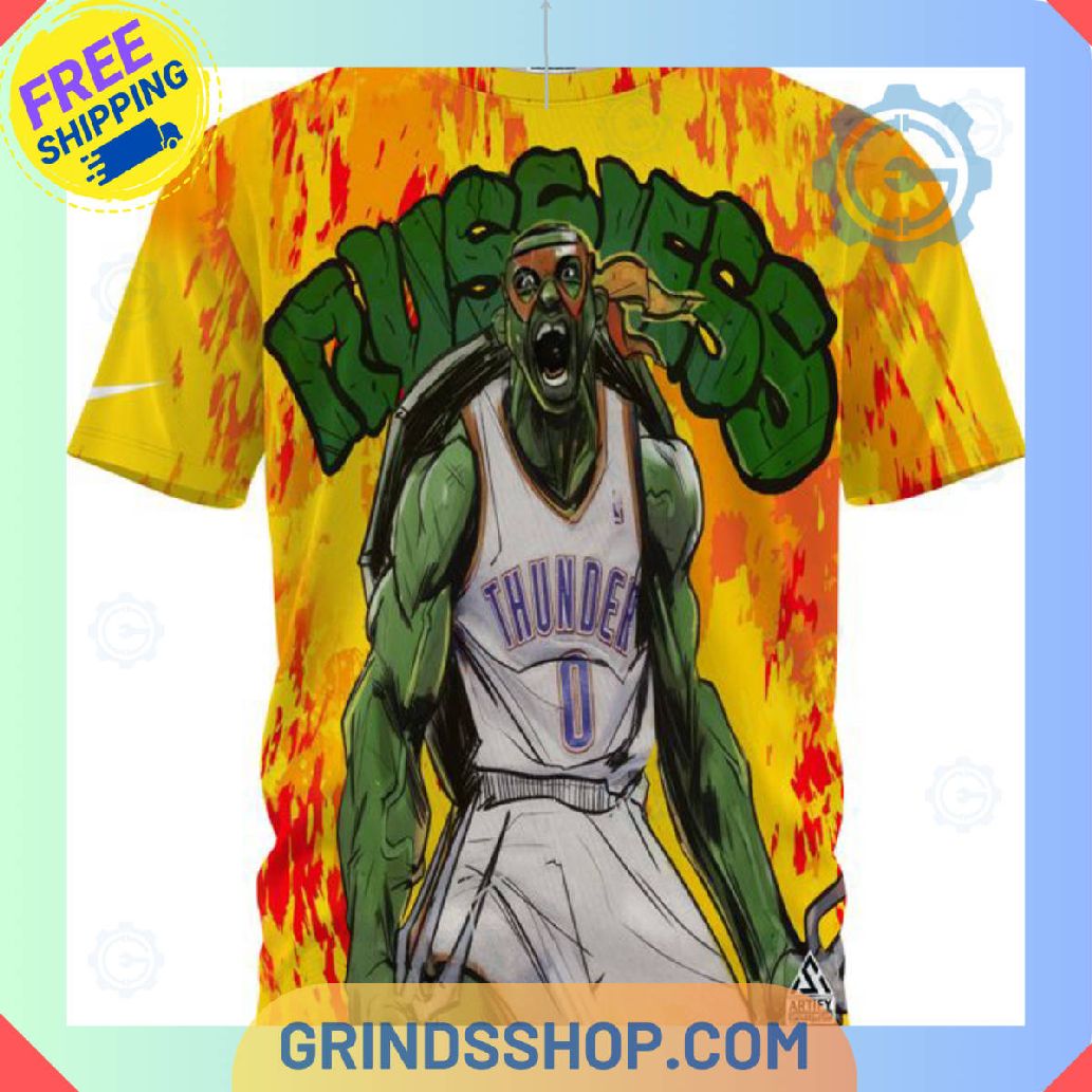 Russell Westbrook X Ninja Turtles Full Printed T Shirt 1 Tna8y - Grinds Shop