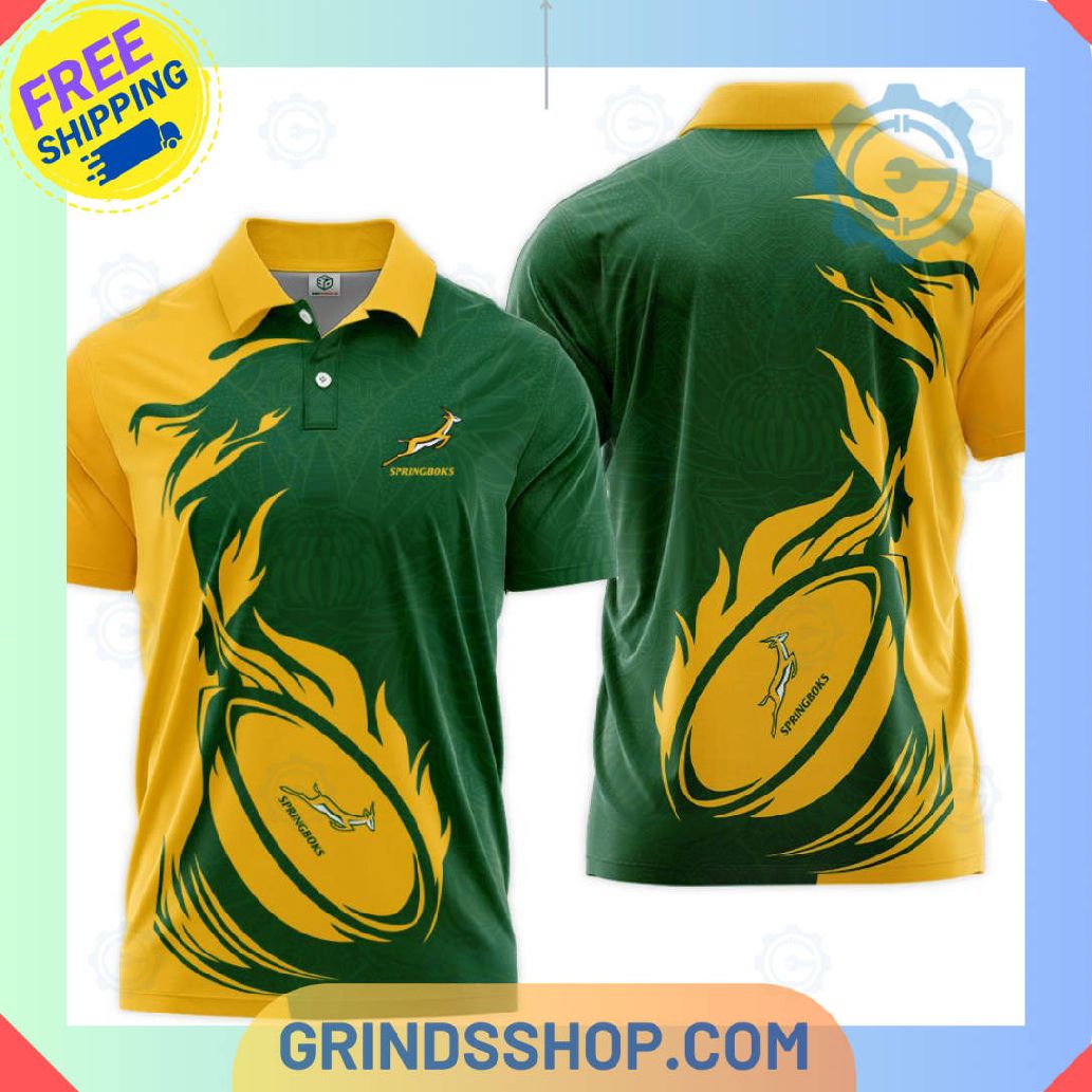 South Africa National Rugby Union Team Green Yellow Polo Shirts 1 Exu3c - Grinds Shop