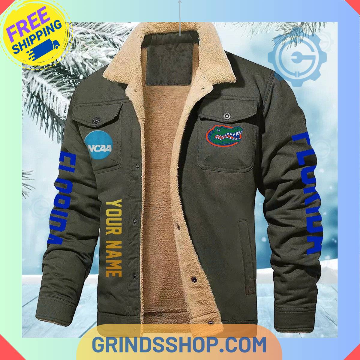 Florida Gators NCAA Fleece Leather Jacket - Grinds Shop
