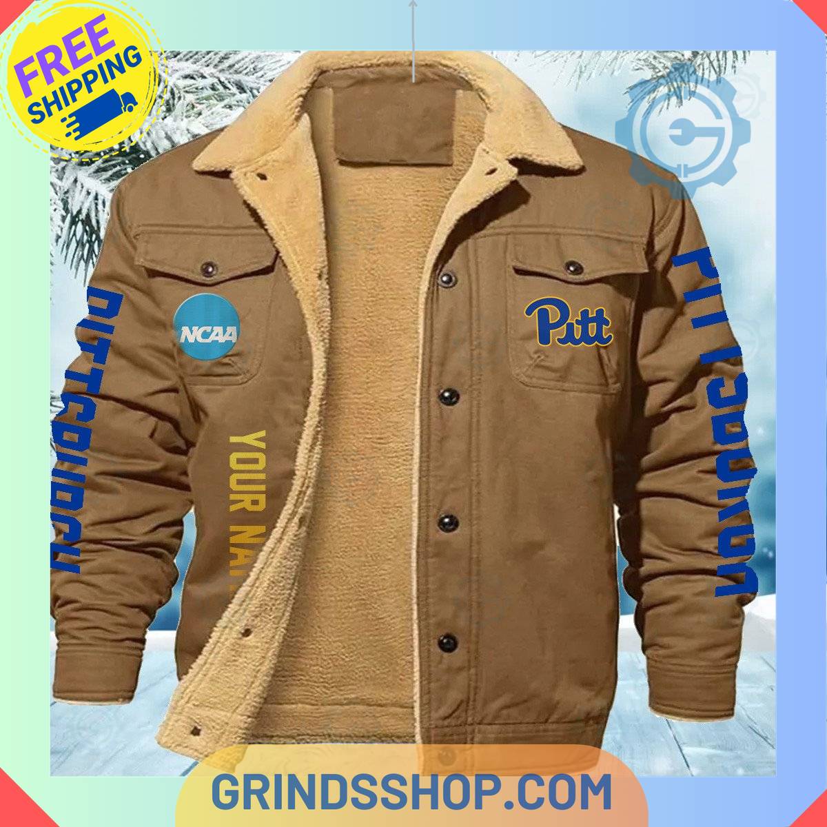 Pittsburgh Panthers NCAA Fleece Leather Jacket - Grinds Shop